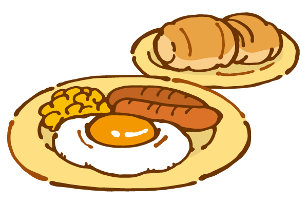朝食（目玉焼きとパン）