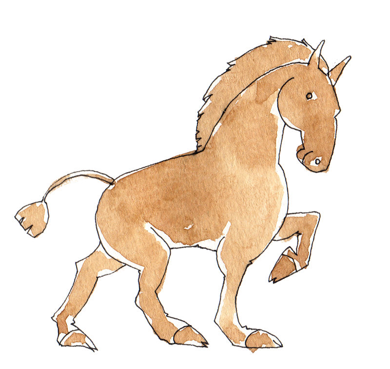 淡い水彩画タッチの馬のイラスト かわいいフリー素材が無料のイラストレイン