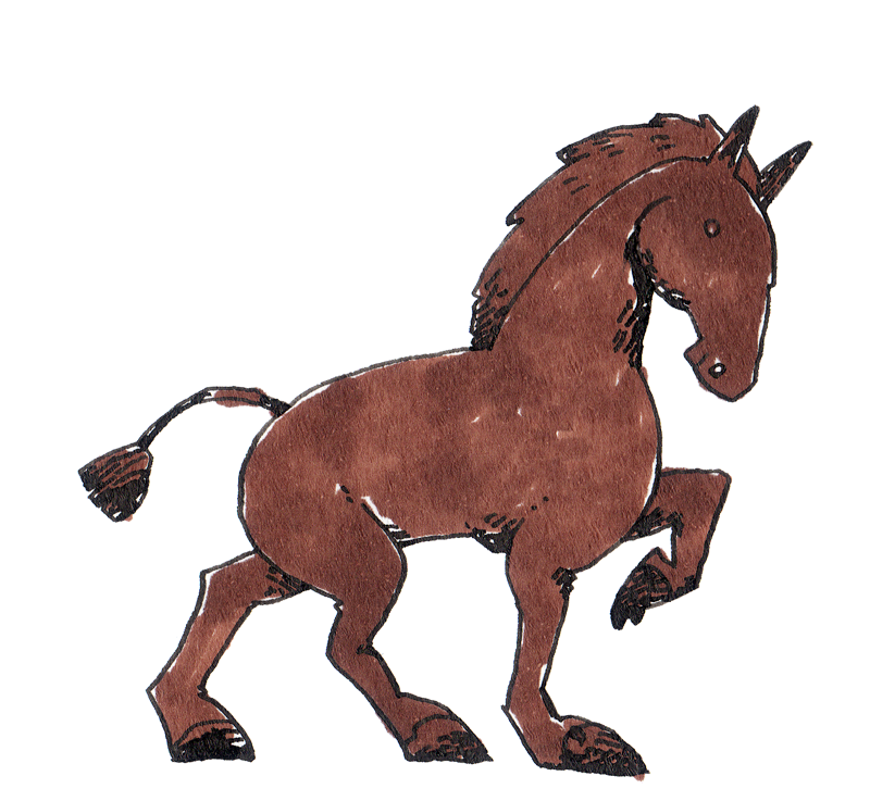濃い水彩画タッチの馬