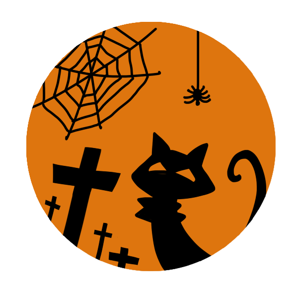 猫と蜘蛛とお墓のシルエットのイラスト かわいいフリー素材が無料のイラストレイン