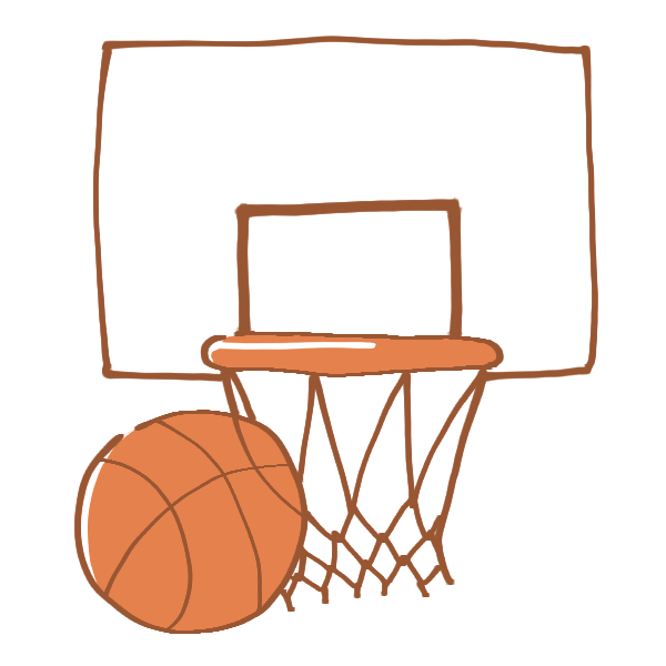 バスケットボールとゴールのイラスト かわいいフリー素材が無料のイラストレイン