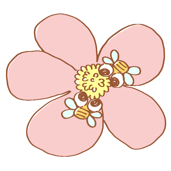お花にとまる2匹のハチのイラスト かわいいフリー素材が無料のイラストレイン