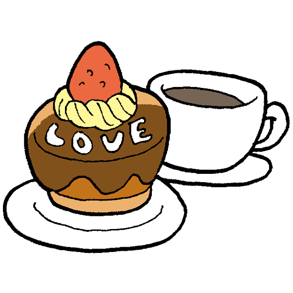 チョコレートケーキとコーヒーのイラスト かわいいフリー素材が無料のイラストレイン