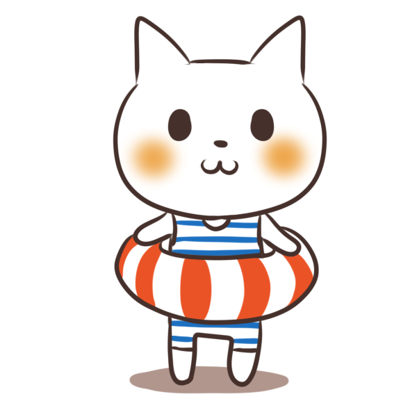 浮き輪ねこのイラスト かわいいフリー素材が無料のイラストレイン