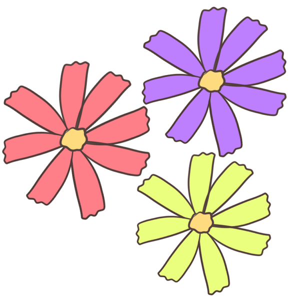 3色の花のイラスト かわいいフリー素材が無料のイラストレイン