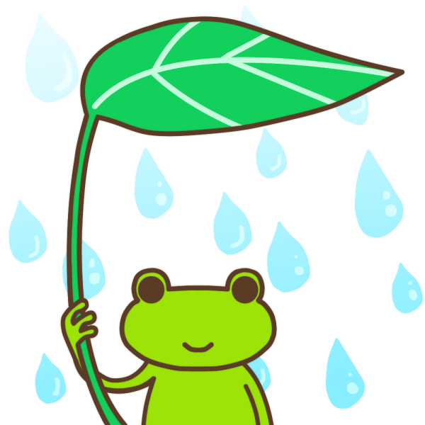 葉っぱの傘を持つカエルのイラスト かわいいフリー素材が無料のイラストレイン