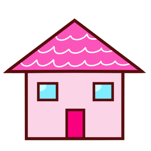 ピンク屋根の家のイラスト かわいいフリー素材が無料のイラストレイン