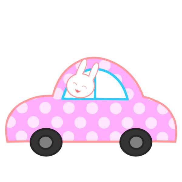 水玉の車とウサギのイラスト かわいいフリー素材が無料のイラストレイン