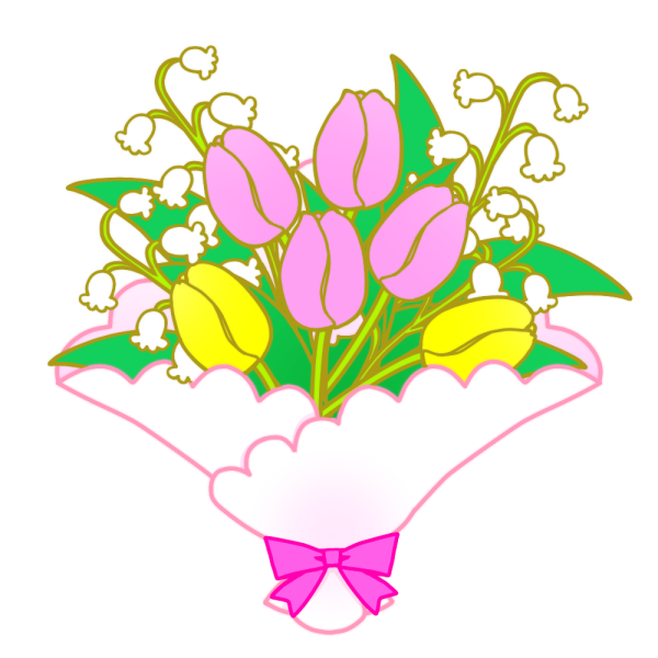 チューリップの花束のイラスト かわいいフリー素材が無料のイラストレイン
