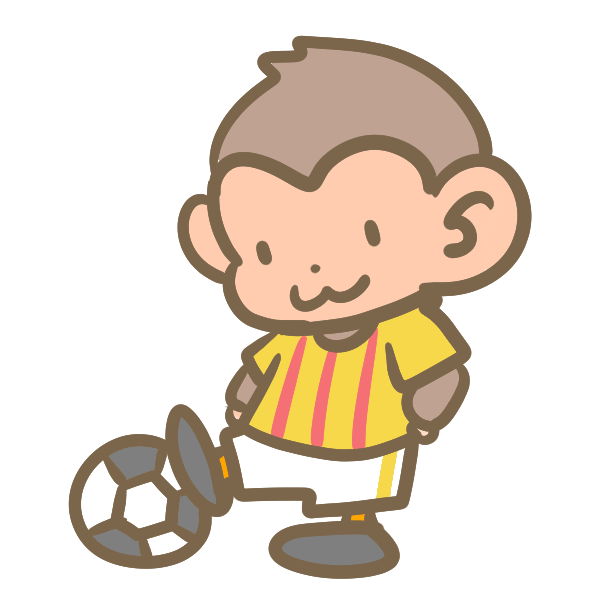 サッカーをする猿 黄色 のイラスト かわいいフリー素材が無料のイラストレイン