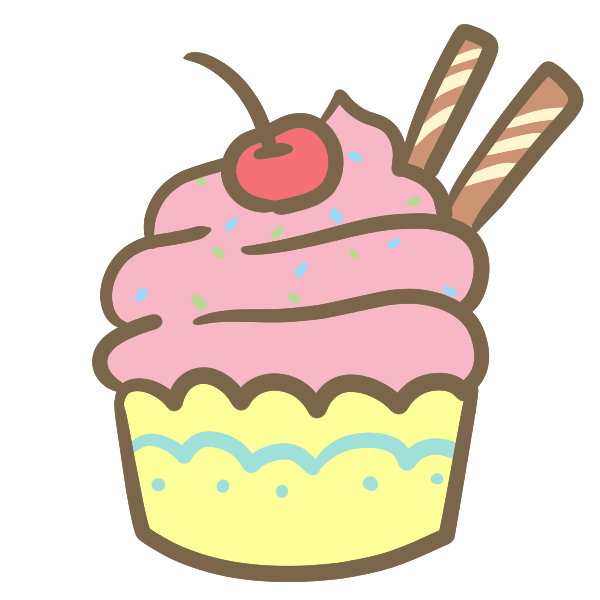 カップケーキ イチゴクリーム のイラスト かわいいフリー素材が無料のイラストレイン
