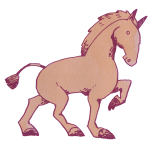 淡いピンクの馬