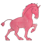 濃いピンクの馬