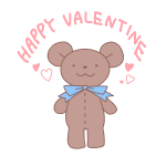 「Happy Valentine」文字とクマ