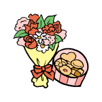 花束とクッキー
