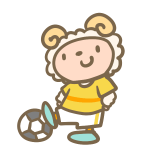 サッカーをする羊（黄色）