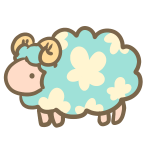 お花模様の羊（ブルー）