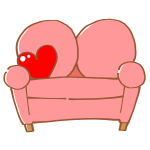 キュートなピンクのソファ