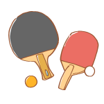卓球のラケット2種と2色のピンポン玉