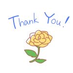 「 Thank You 」文字と黄色いバラ