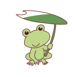 カエルと蓮の傘