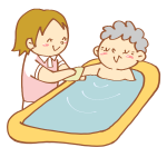お風呂介助をする女性介護士
